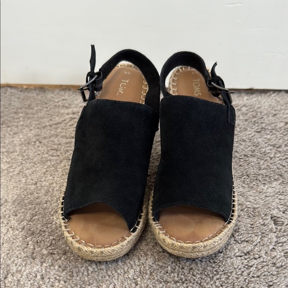 TOMS Women's Black Espadrille Sandals - Picture 1 of 5